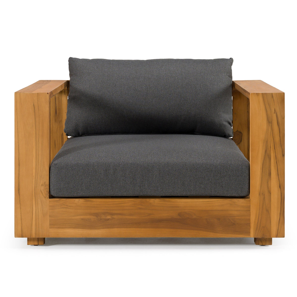 Santorini Outdoor Brown Olefin Fabric and Natural Teak Sofa Set