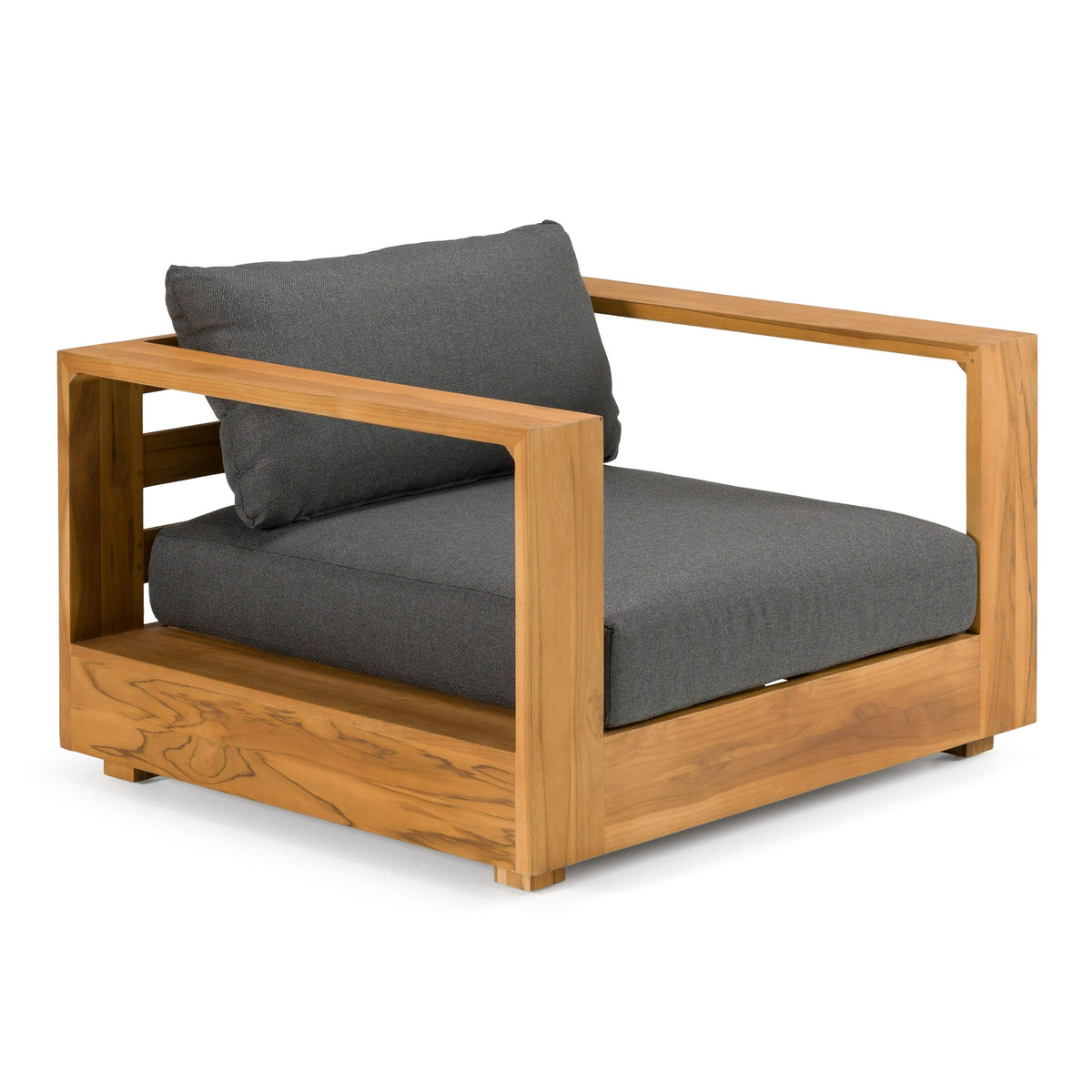 Santorini Outdoor Brown Olefin Fabric and Natural Teak Sofa Set