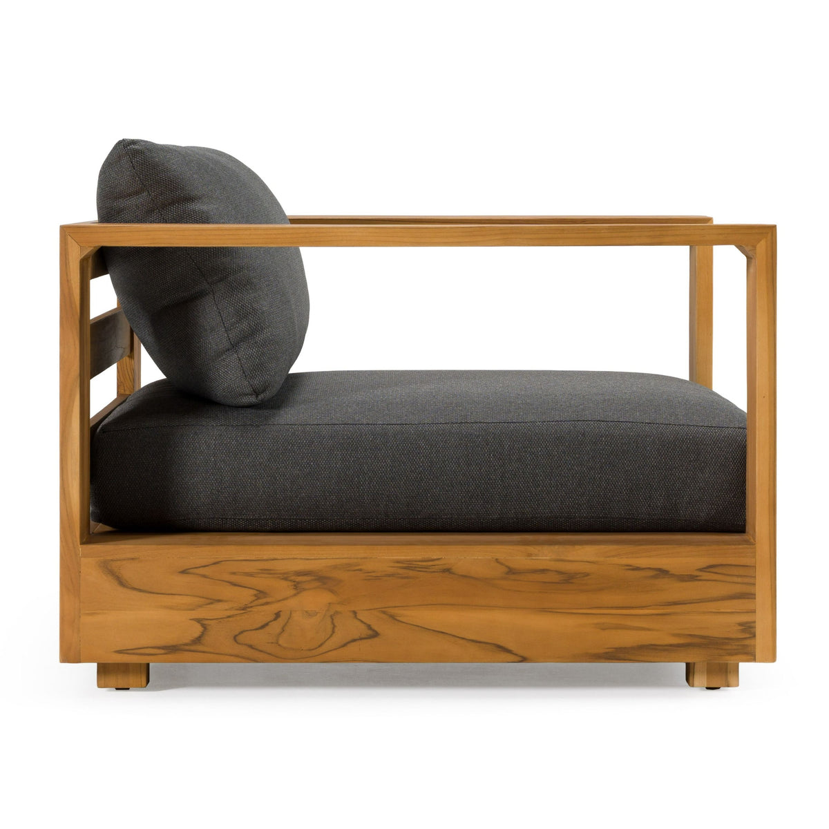 Santorini Outdoor Brown Olefin Fabric and Natural Teak Sofa Set