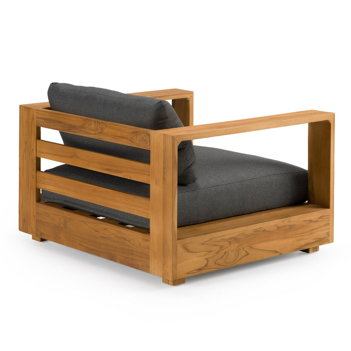 Santorini Outdoor Brown Olefin Fabric and Natural Teak Sofa Set