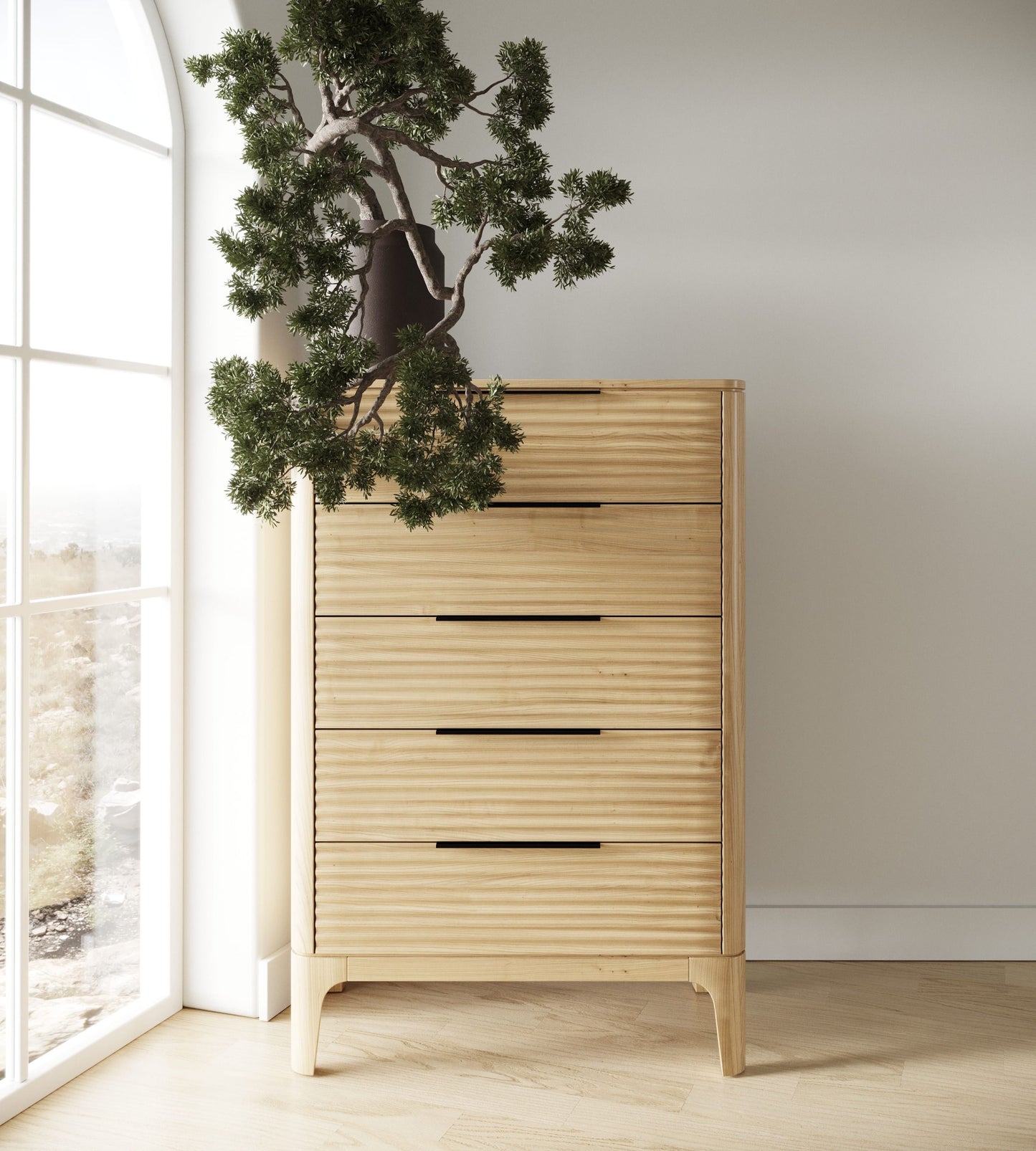 Modrest Seattle Modern Natural Oak Chest for Elegant and Functional Bedroom Storage