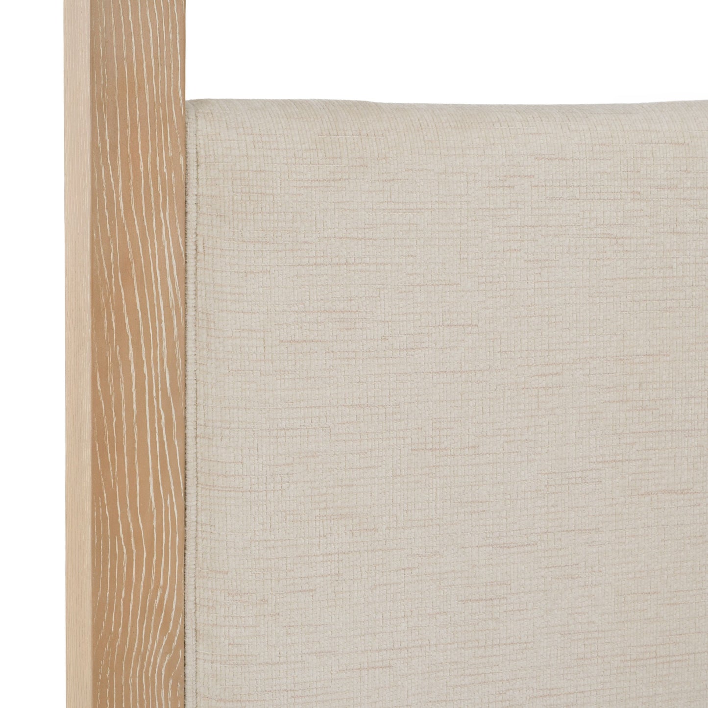 Sergio Modern Beige Fabric and Natural Oak Eastern King Canopy Bed