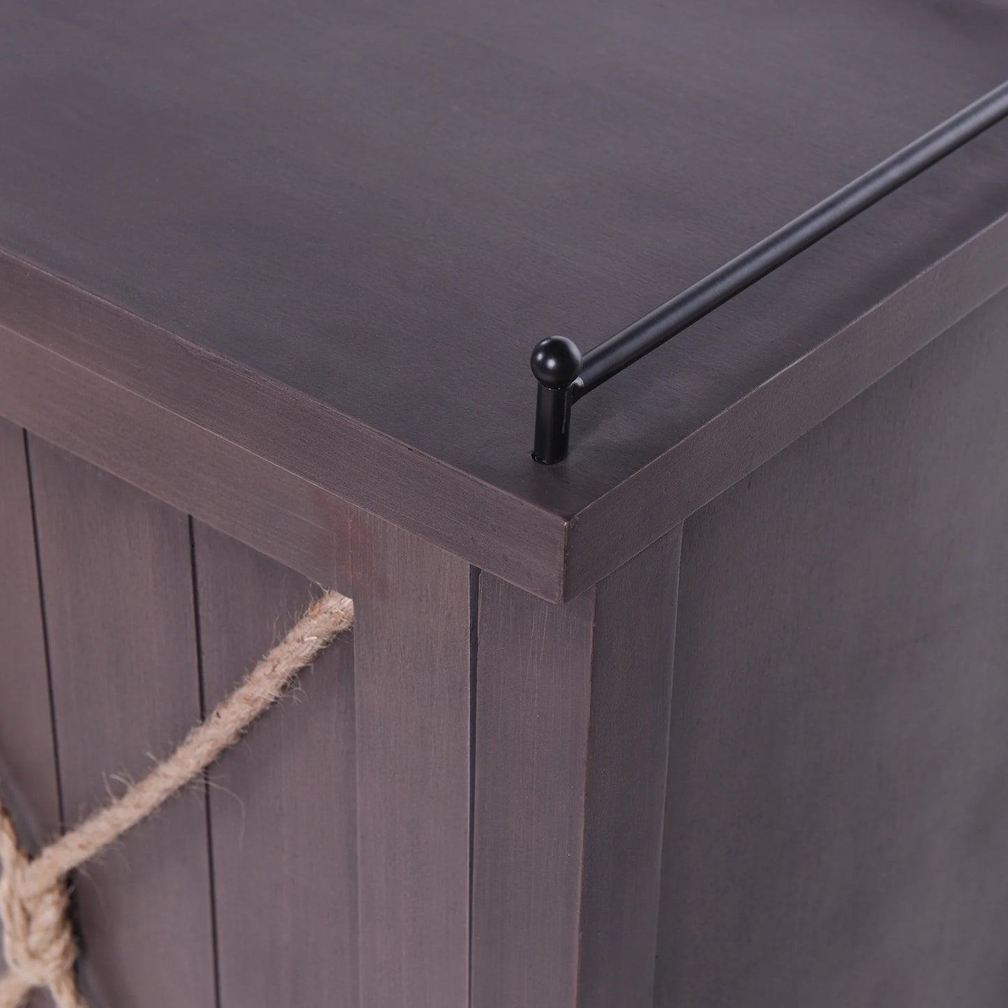 Knotted Sideboard Four Paneled Doors Rope Tie Metal Accents Stylish Storage Solution