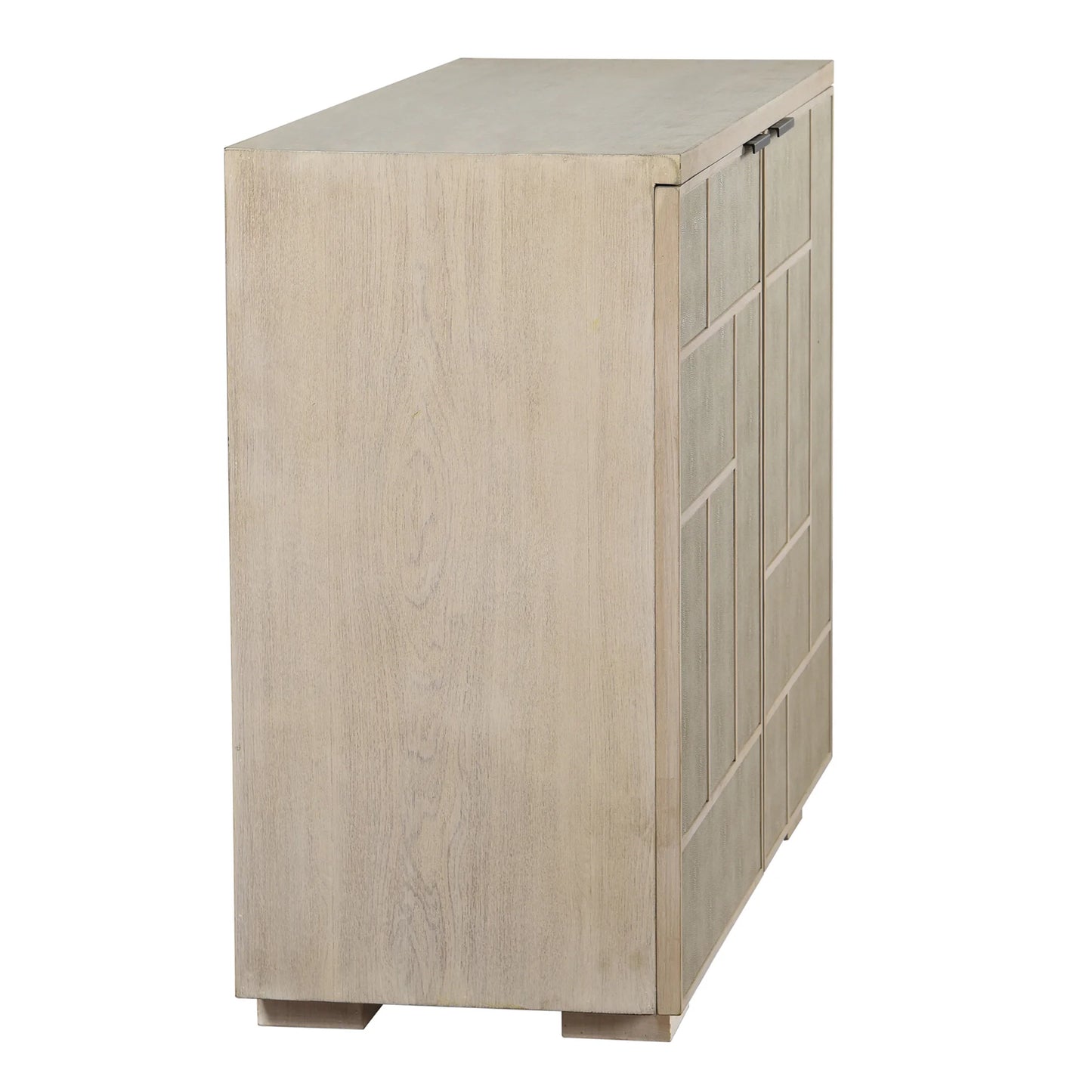 Adeline Cabinet Double Door Shagreen Tiled Design Light Cream Finish Stylish Storage Solution