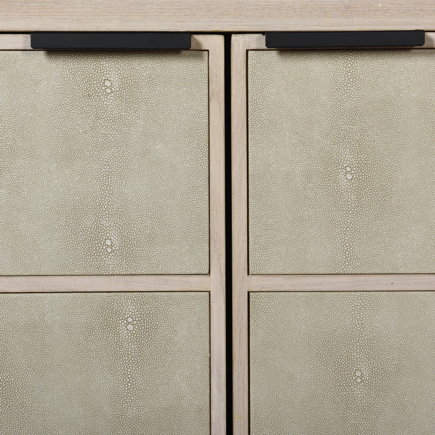 Adeline Cabinet Double Door Shagreen Tiled Design Light Cream Finish Stylish Storage Solution