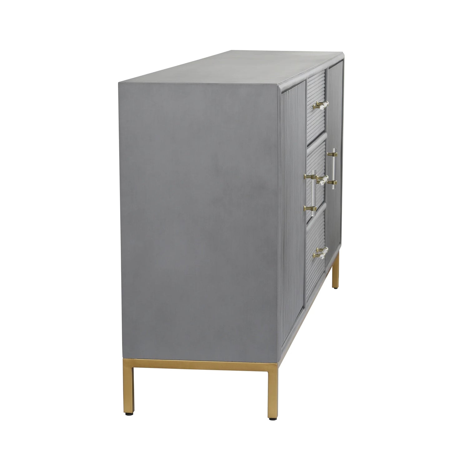Milano Sideboard Fluted Front Panel Doors Sheen Slate Gray Finish Elegant Storage Solution