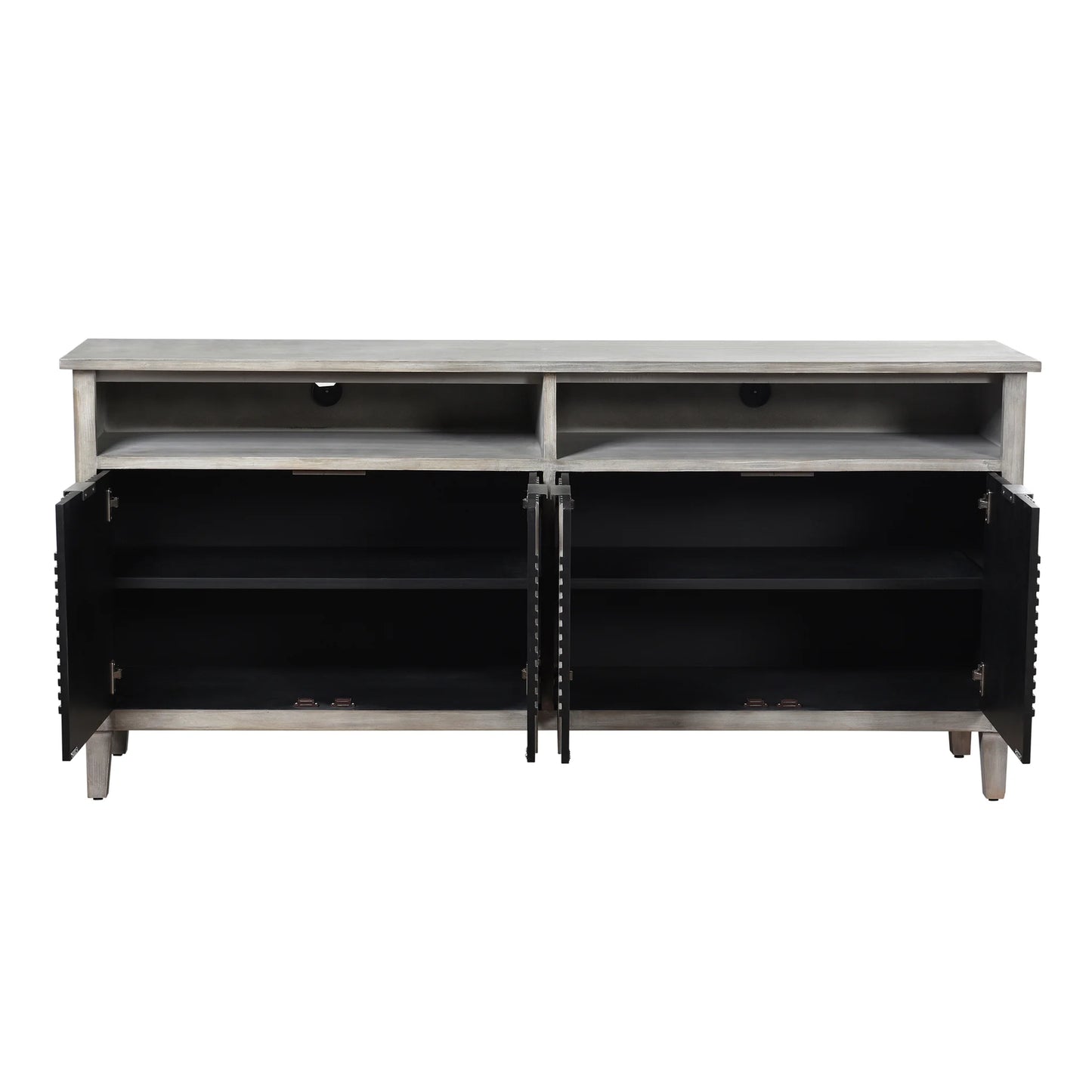 Quadrant Cadenza Four Geometric Patterned Door Cabinet Brushed Gray Finish Stylish Storage Solution