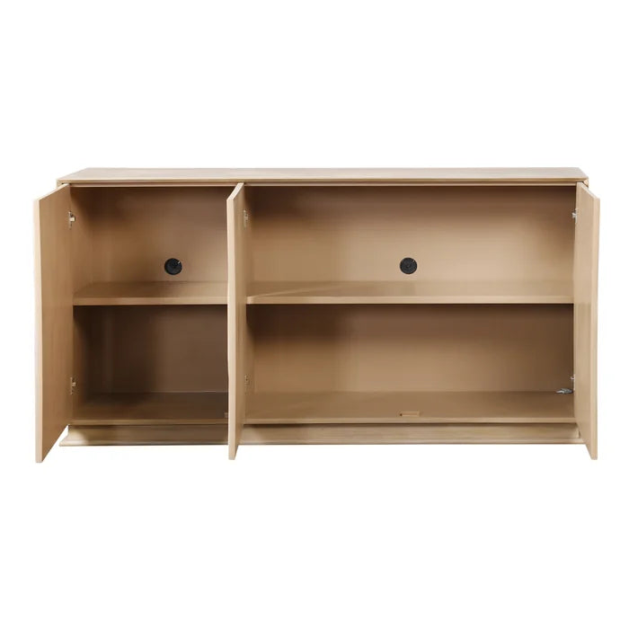 MELROSE Three Door Credenza – Modern Storage with Straight Ash Veneer Finish