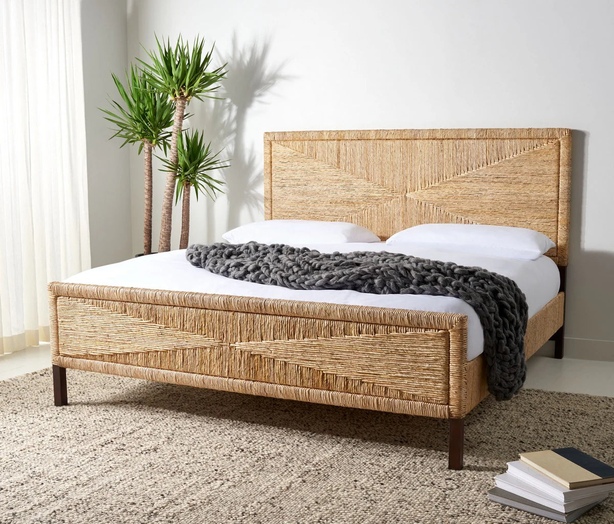 Willa Woven Banana Stem Bed - Natural and Elegant Bed Frame for a Relaxing Bedroom Retreat