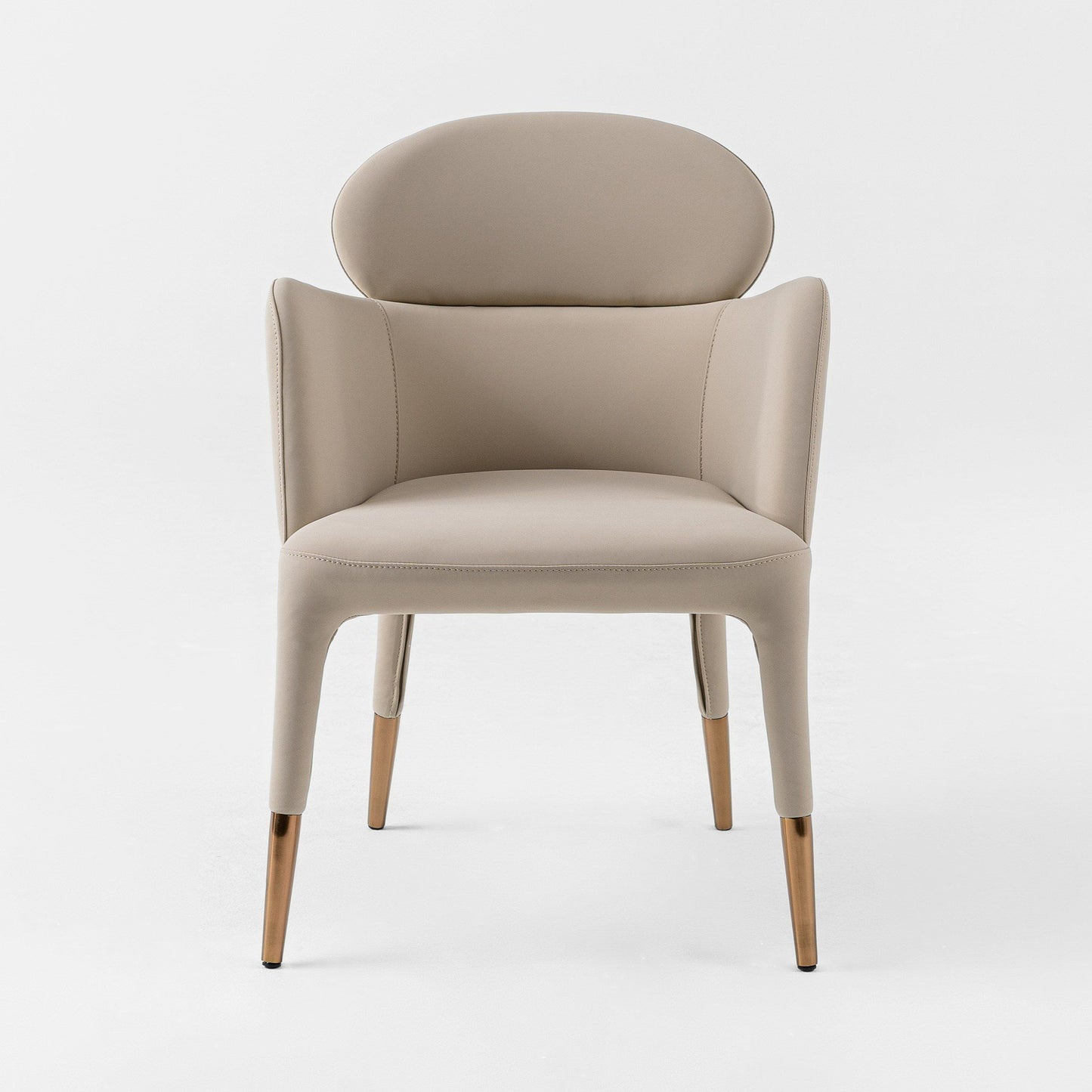 Modrest Shannon Modern Beige Vegan Leather + Rosegold Dining Chair - Luxurious Vegan Leather with Elegant Rosegold Accents for Contemporary Dining Spaces.