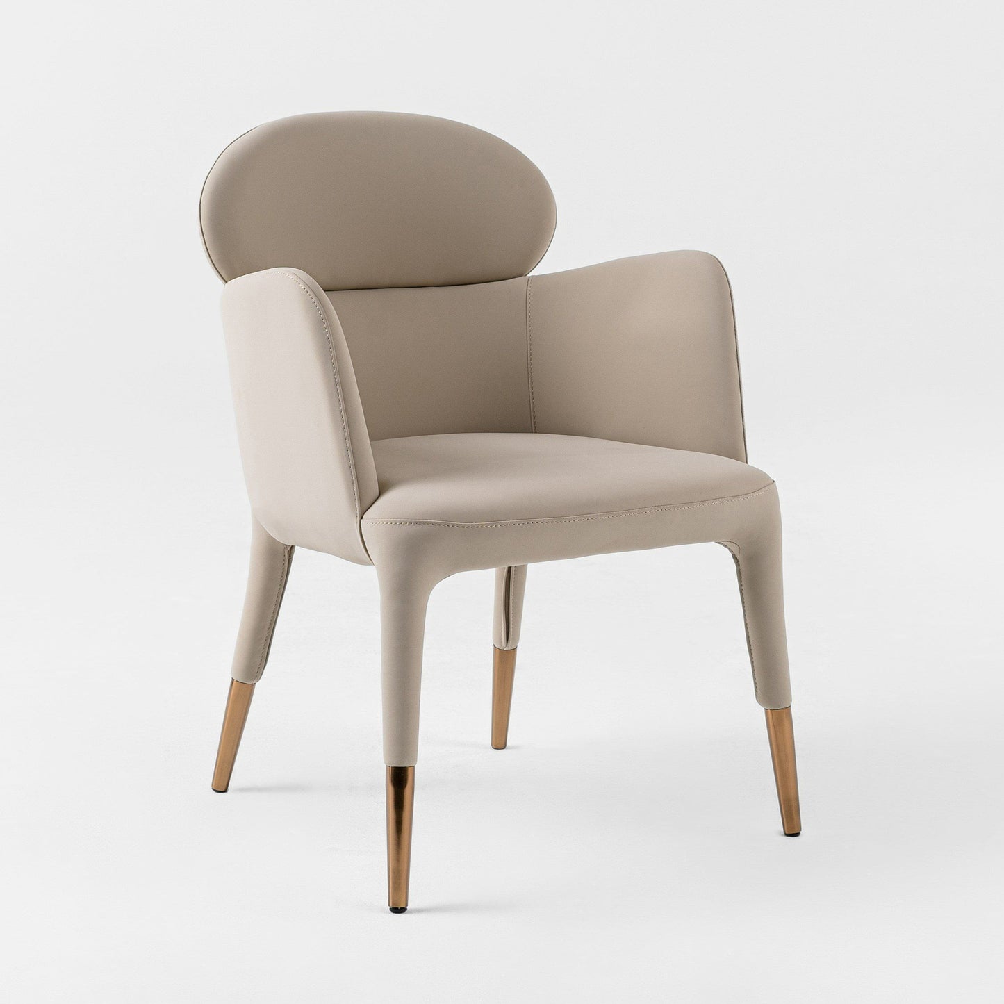 Modrest Shannon Modern Beige Vegan Leather + Rosegold Dining Chair - Luxurious Vegan Leather with Elegant Rosegold Accents for Contemporary Dining Spaces.