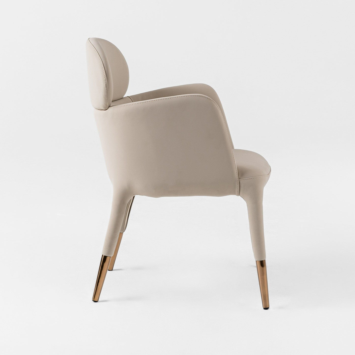 Modrest Shannon Modern Beige Vegan Leather + Rosegold Dining Chair - Luxurious Vegan Leather with Elegant Rosegold Accents for Contemporary Dining Spaces.