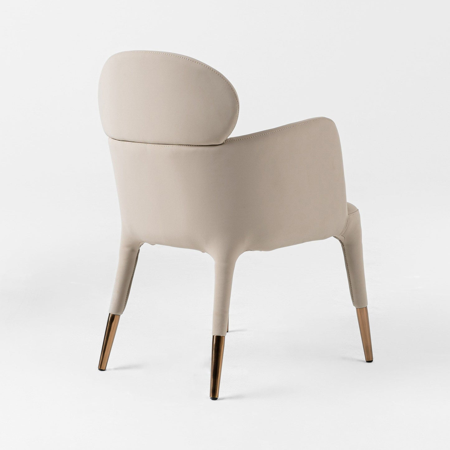 Modrest Shannon Modern Beige Vegan Leather + Rosegold Dining Chair - Luxurious Vegan Leather with Elegant Rosegold Accents for Contemporary Dining Spaces.