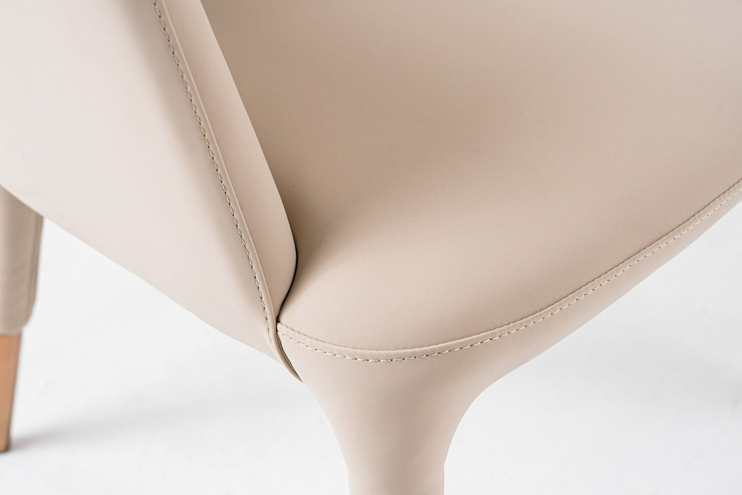 Modrest Shannon Modern Beige Vegan Leather + Rosegold Dining Chair - Luxurious Vegan Leather with Elegant Rosegold Accents for Contemporary Dining Spaces.