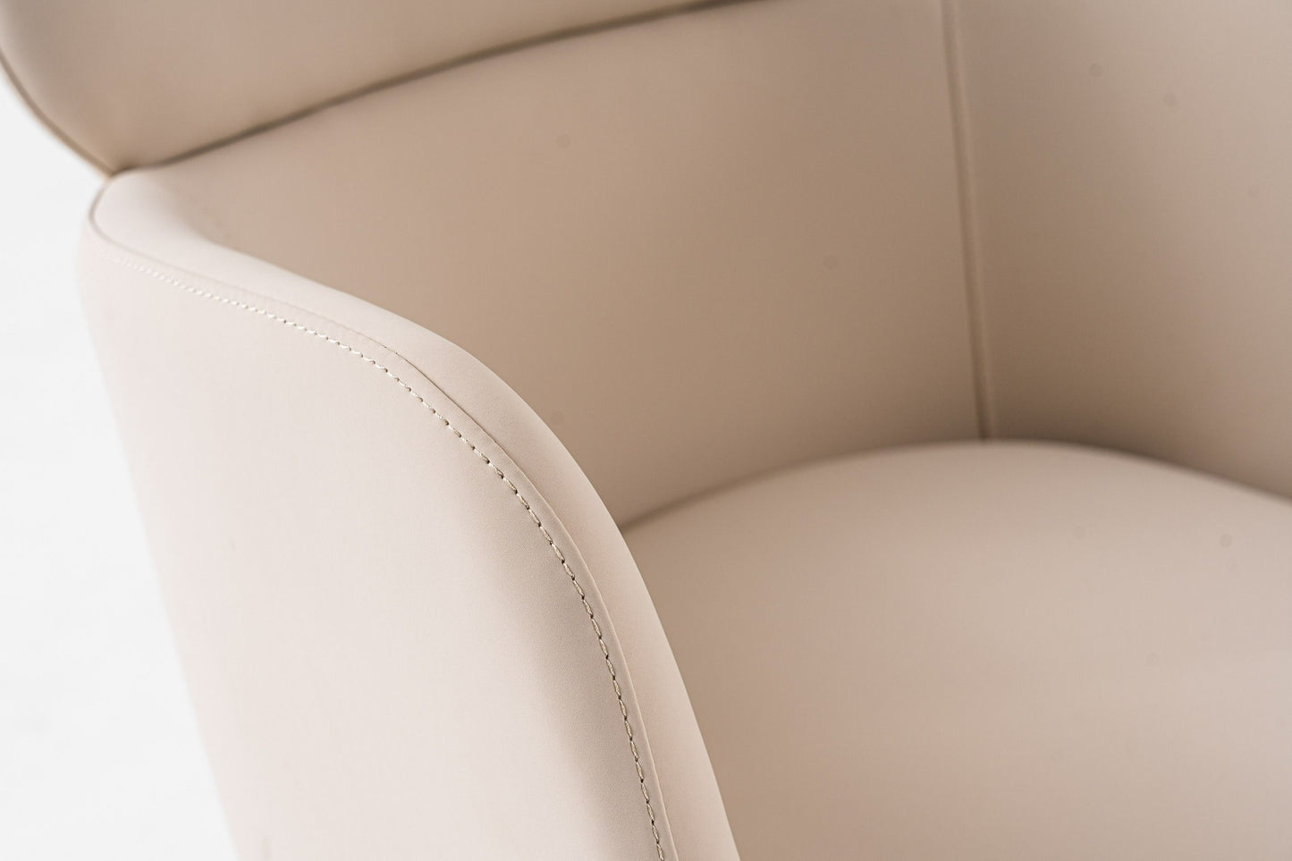 Modrest Shannon Modern Beige Vegan Leather + Rosegold Dining Chair - Luxurious Vegan Leather with Elegant Rosegold Accents for Contemporary Dining Spaces.
