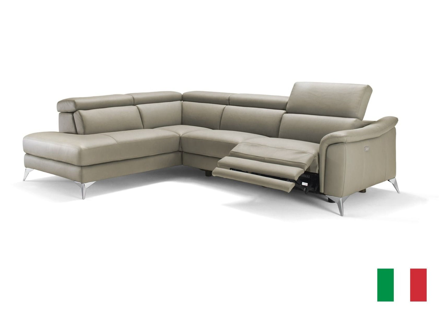Coronelli Collezioni Monte Carlo - Italian Modern Taupe Leather LAF Sectional Sofa