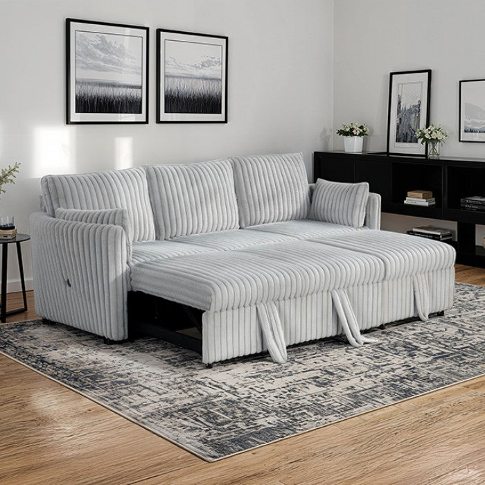 Denholme Faux Fur Sectional with Pull Out - Luxurious Comfort and Versatile Design for Stylish Living Spaces