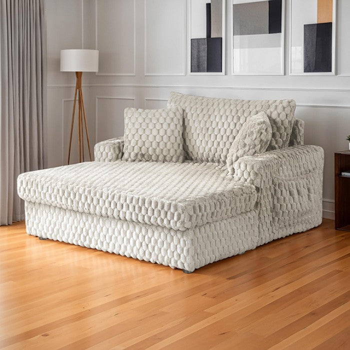 Ferryhill 2-Arm Olive Green Soft Faux Fur Chaise - Luxurious Comfort and Stylish Design for a Cozy, Modern Touch