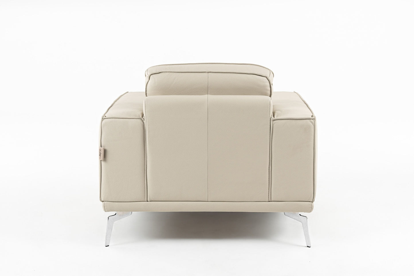 Lamod Italia Soho Italian Grey Oyster Leather Armchair - Elegant Italian Leather Upholstery with Sleek Stainless Steel Accents for Modern Living Spaces.