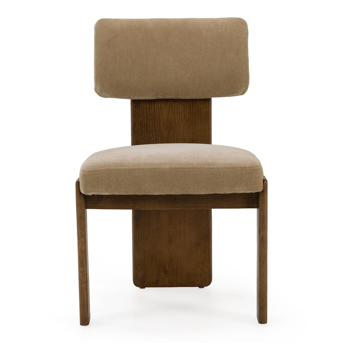 Solis Modern Tan Fabric and Walnut Dining Chairs Set of 2