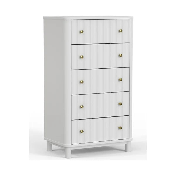 Stapleton White Five Drawer Chest β Contemporary Storage Solution with Modern Elegance