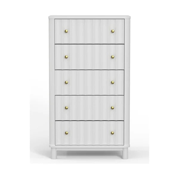 Stapleton White Five Drawer Chest β Contemporary Storage Solution with Modern Elegance
