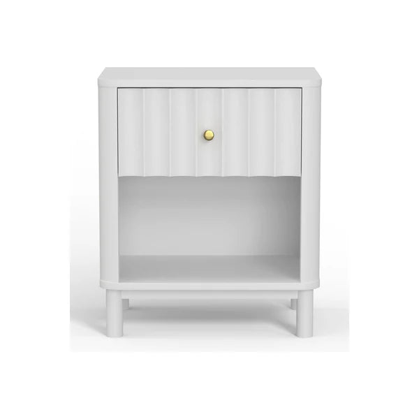 Stapleton White One Drawer Nightstand - Minimalist Design with Practical Storage
