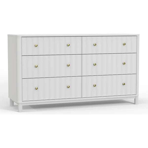 Stapleton White Six Drawer Dresser β Modern Elegance and Spacious Storage Solution
