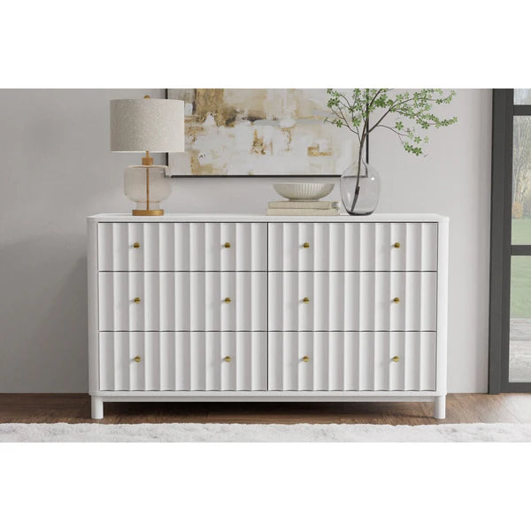 Stapleton White Six Drawer Dresser β Modern Elegance and Spacious Storage Solution
