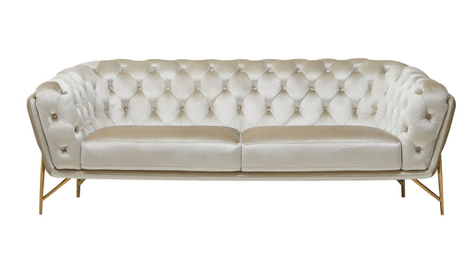 Divani Casa Stella - Stylish Transitional Beige Velvet Sofa | Luxurious Seating