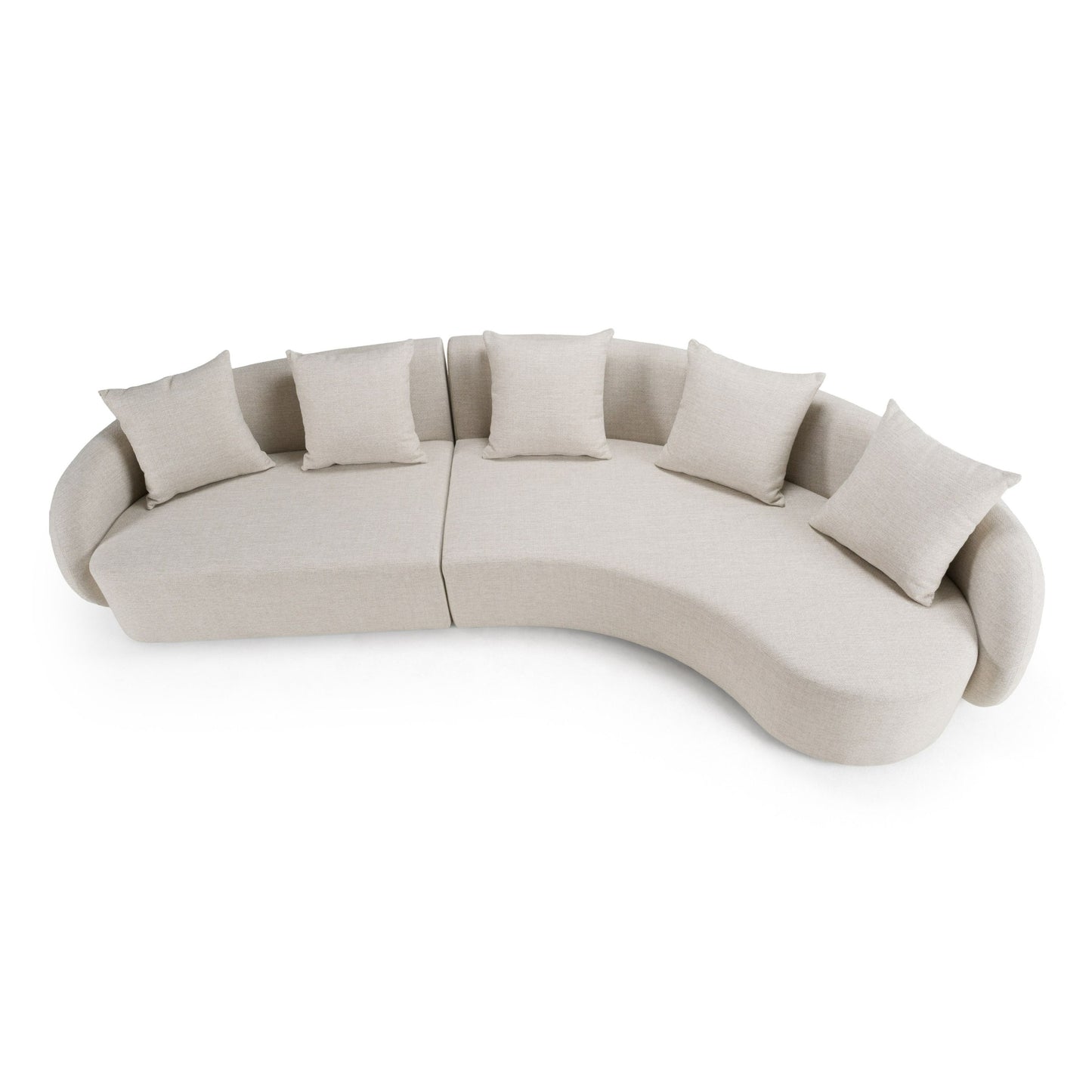 Tabarca Outdoor Beige Fabric Sectional Sofa - Modern Patio Lounge Seating