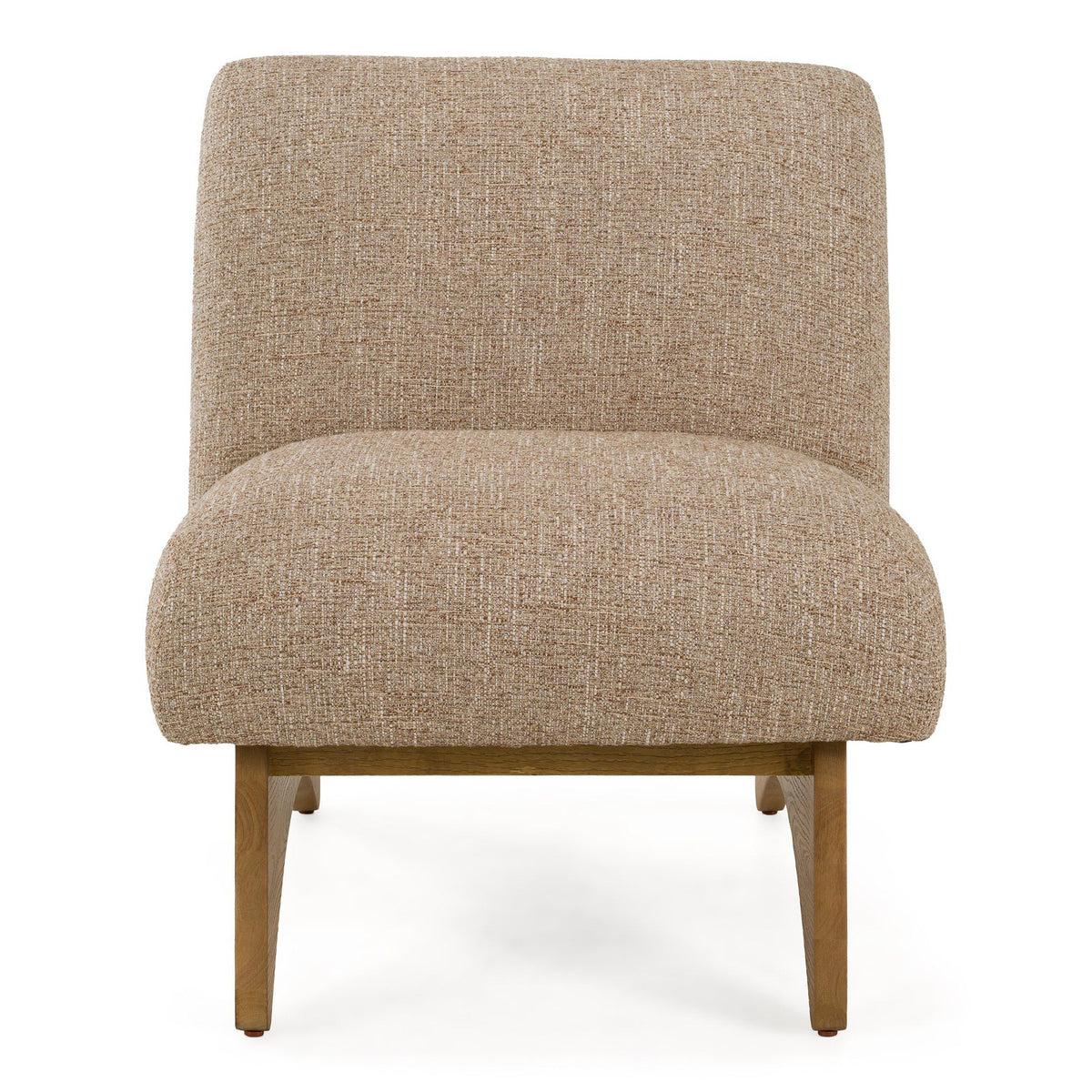 Tamari Modern Tan Fabric and Natural Oak Accent Chair