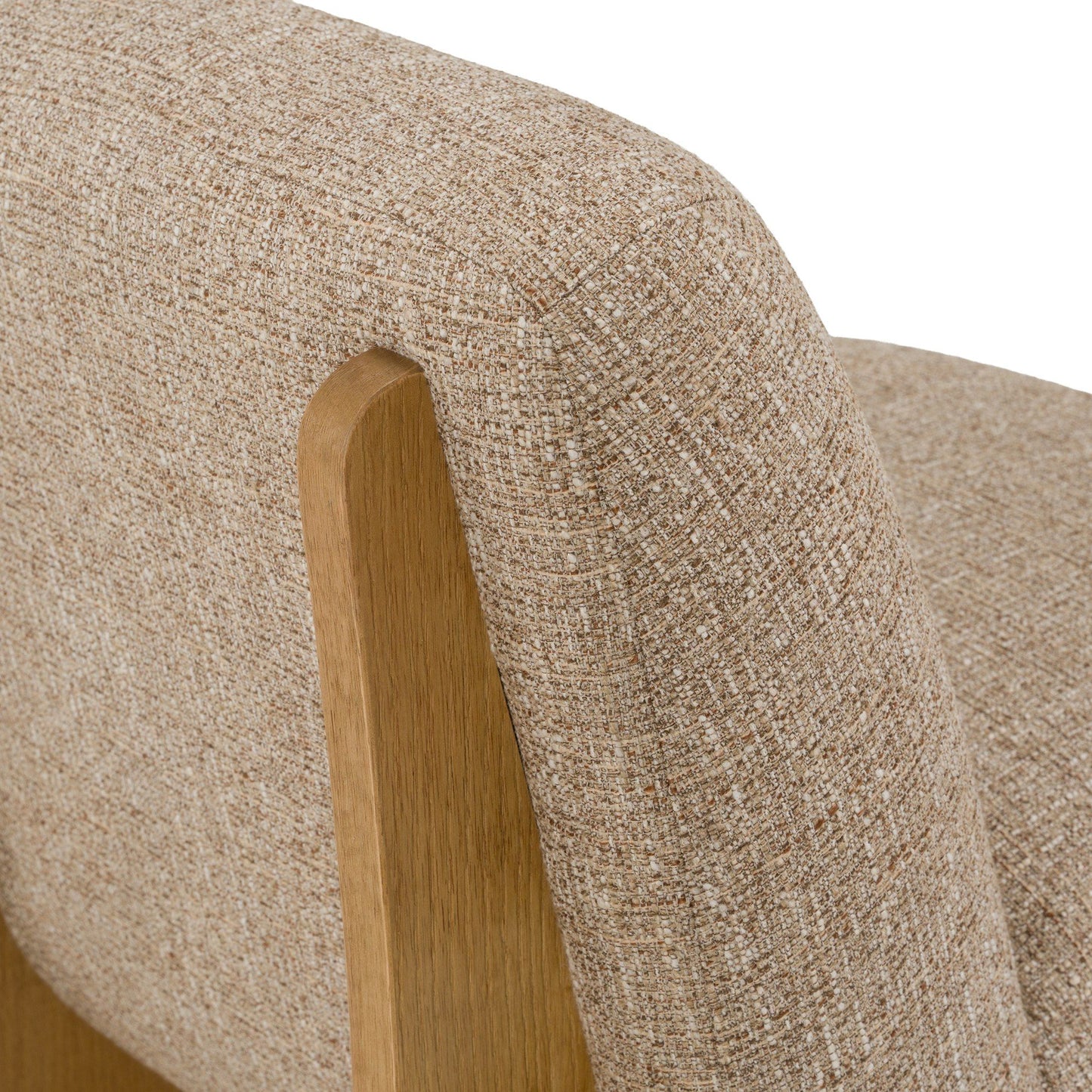 Tamari Modern Tan Fabric and Natural Oak Accent Chair