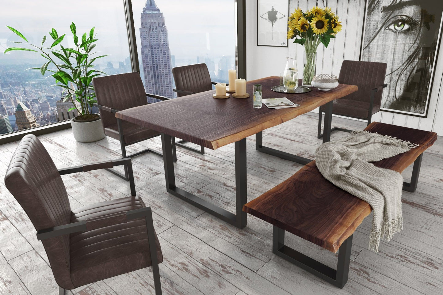 Modrest Taylor 87" Live Edge Dining Table β Large Modern Design with Natural Wood Beauty