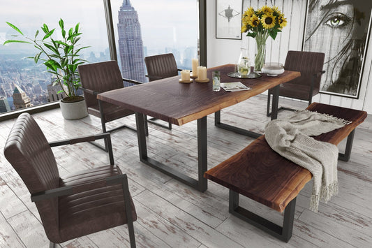 Modrest Taylor 87" Live Edge Dining Table β Large Modern Design with Natural Wood Beauty