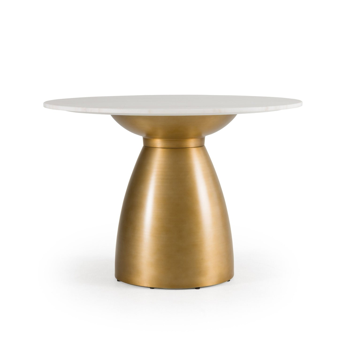 Modrest Tilly - Glam White Marble and Gold Round Dining Table - Elegant Centerpiece for Luxurious Dining Spaces