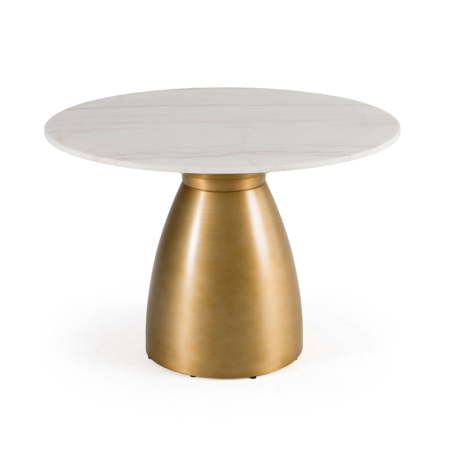 Modrest Tilly - Glam White Marble and Gold Round Dining Table - Elegant Centerpiece for Luxurious Dining Spaces