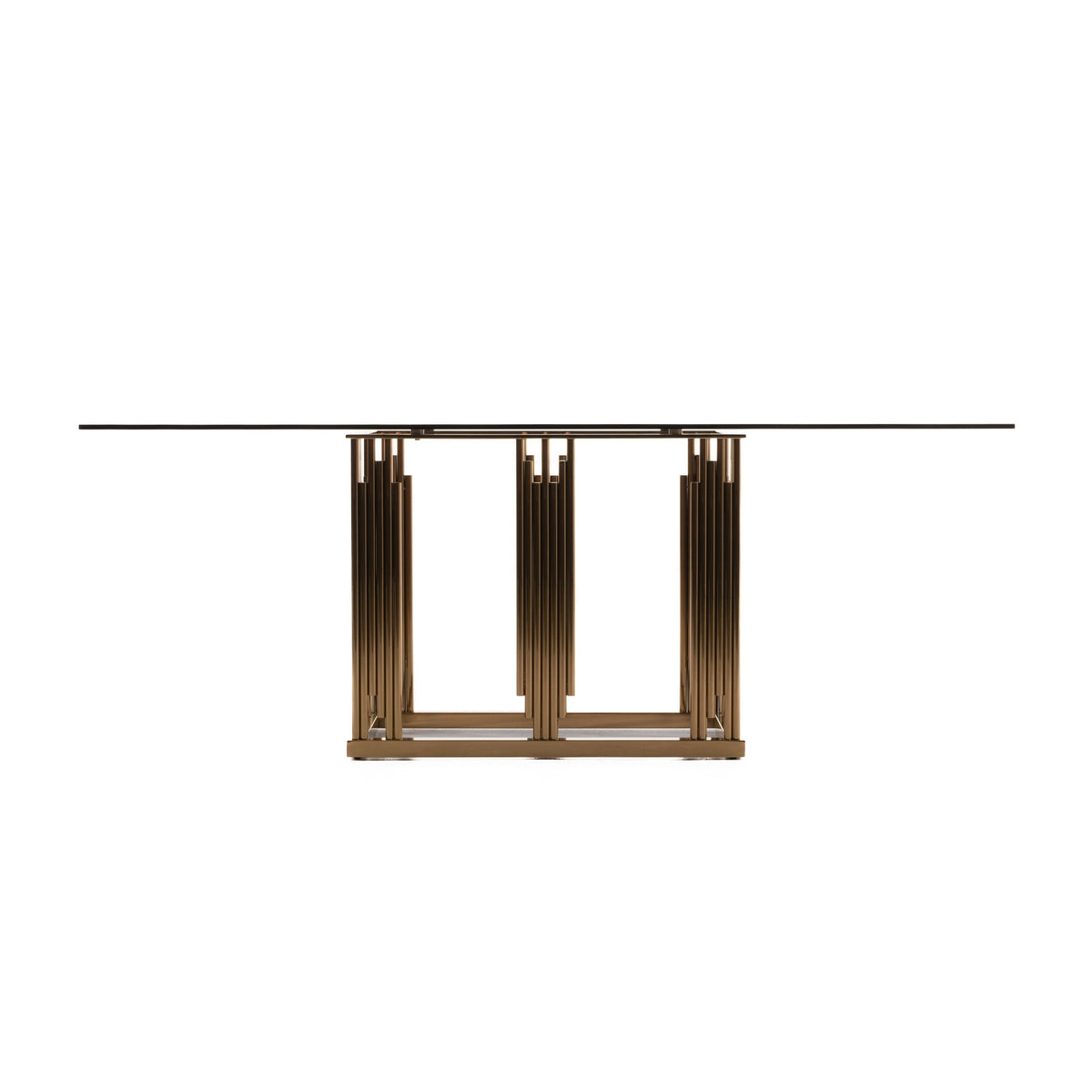 Token Smoked Grey Glass Rose Gold Dining Table