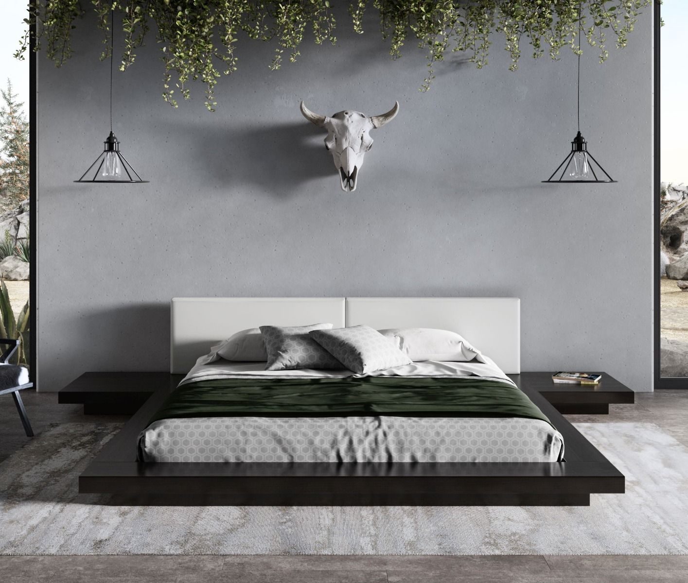 Modrest Tokyo - Chic Contemporary Black & White Platform Bed | Elegant Sleep Space