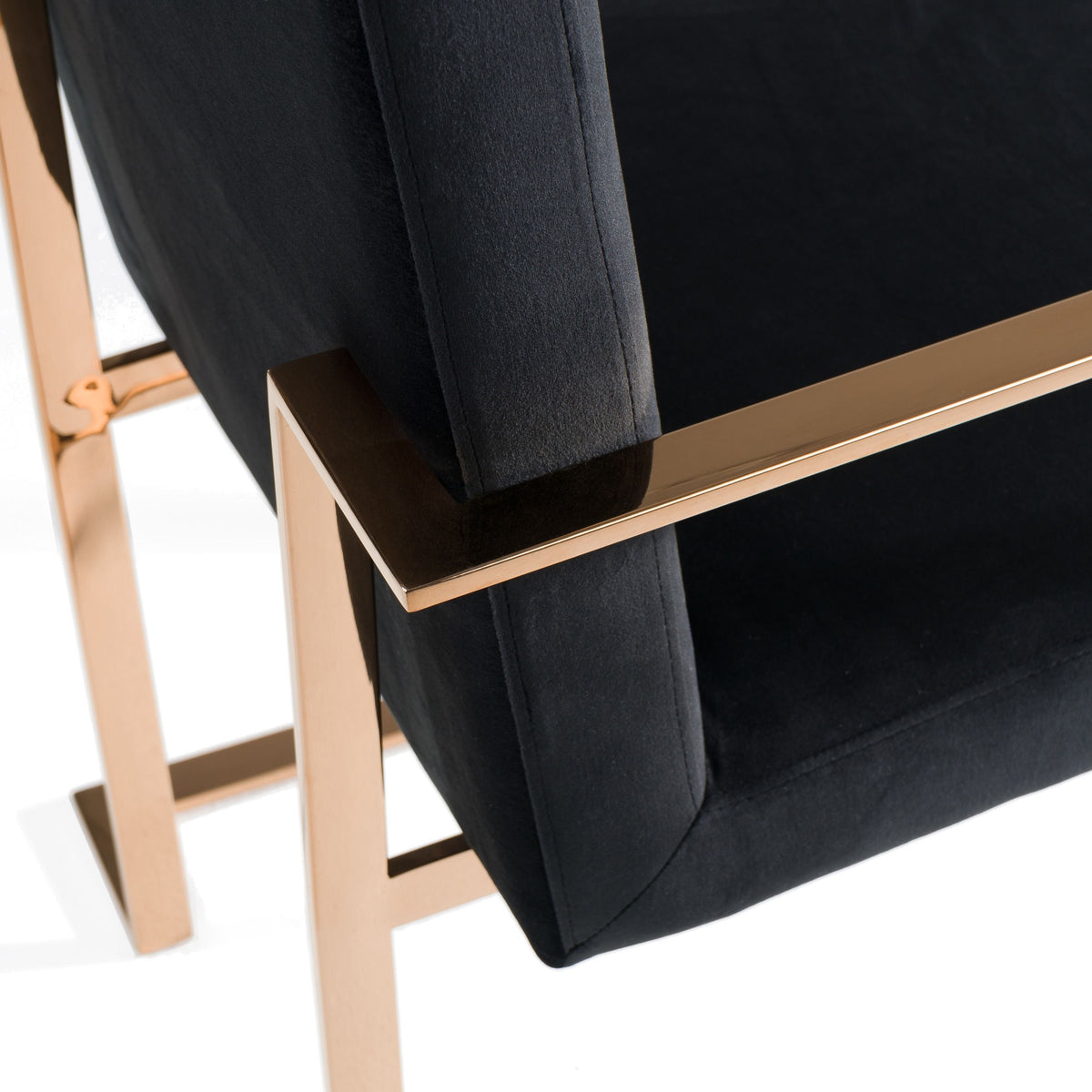 Trea Black Velvet Dining Chair with Rose Gold Frame