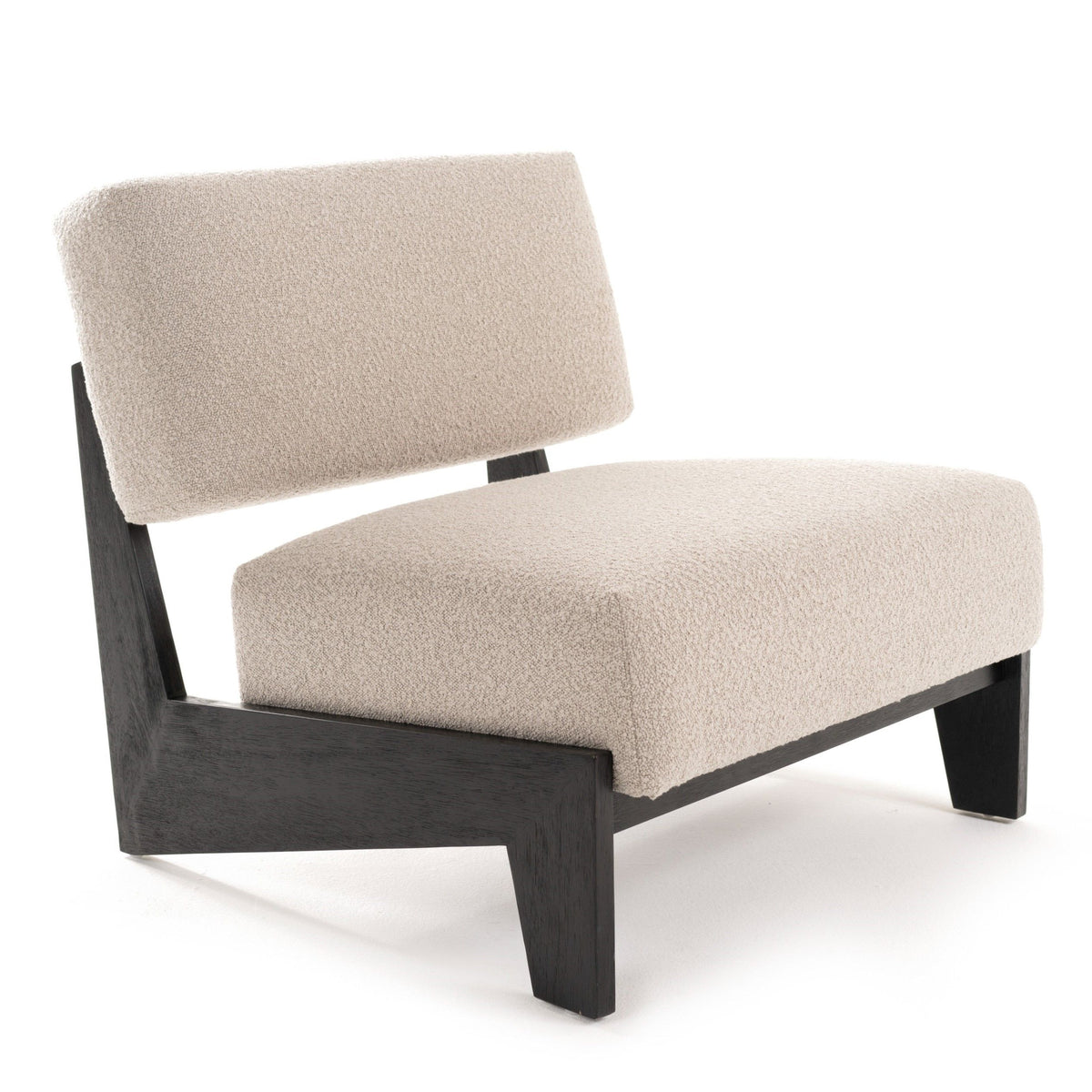 Tucker Mid‑Century Modern Light Grey Fabric Black Walnut Accent Chair