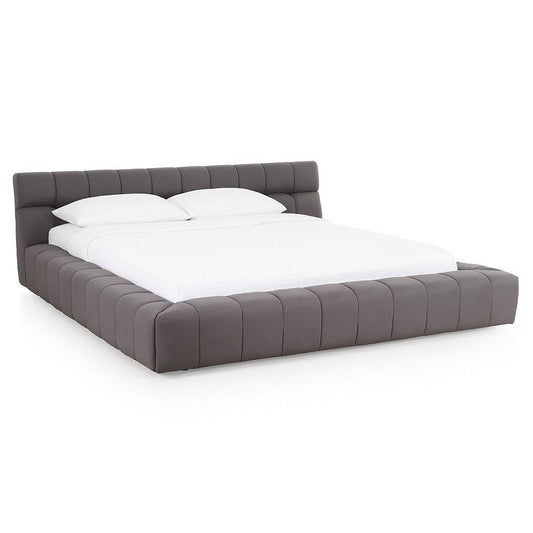 Divani Casa Tyree Modern Bed β Tufted Grey Fabric Upholstered Frame