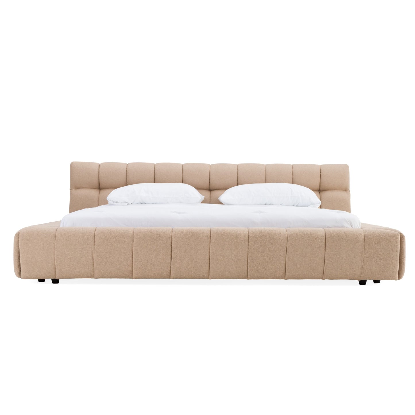 Divani Casa Tyree Modern Tufted Sand Fabric Bed - Elegant and Cozy Statement Piece for Your Bedroom