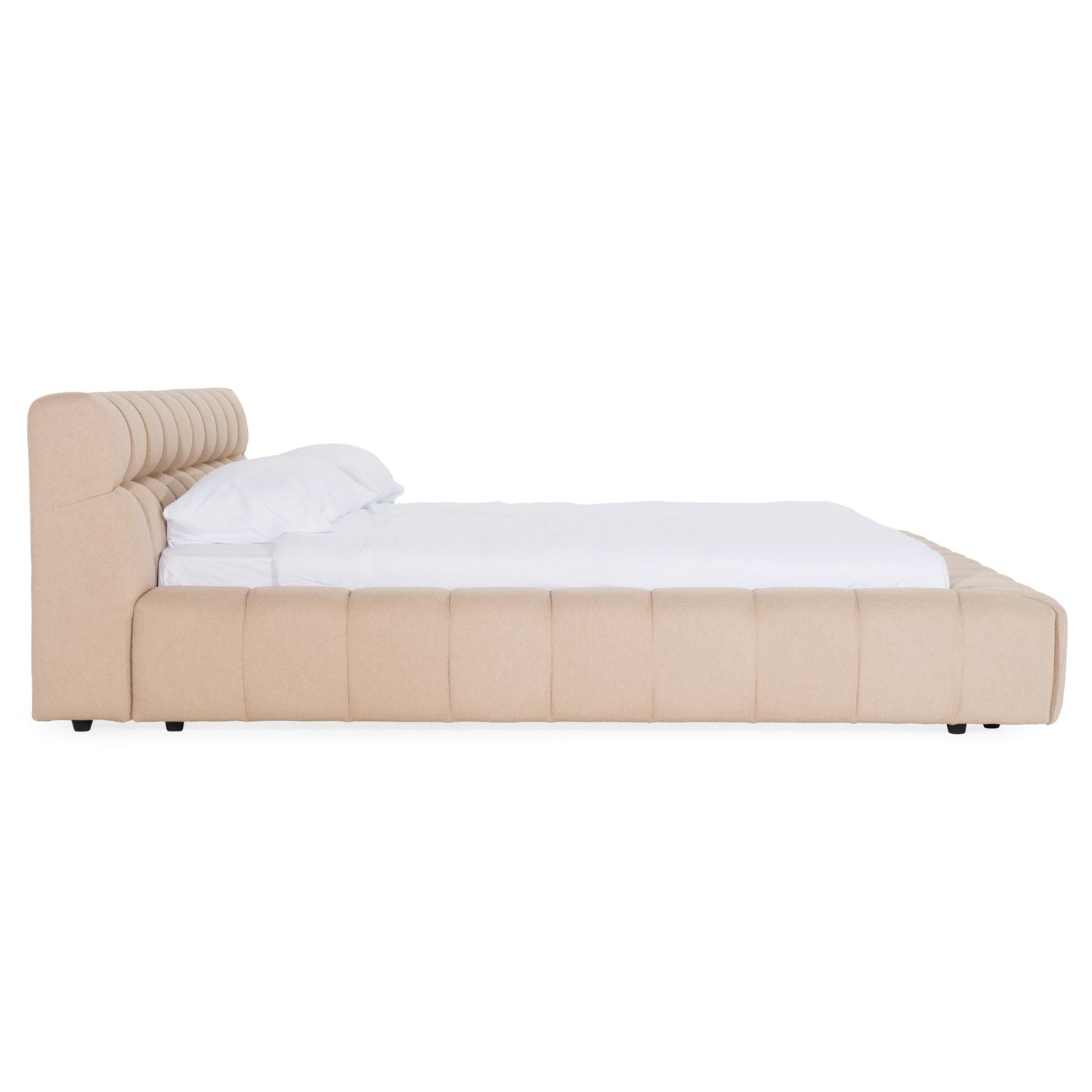 Divani Casa Tyree Modern Tufted Sand Fabric Bed - Elegant and Cozy Statement Piece for Your Bedroom