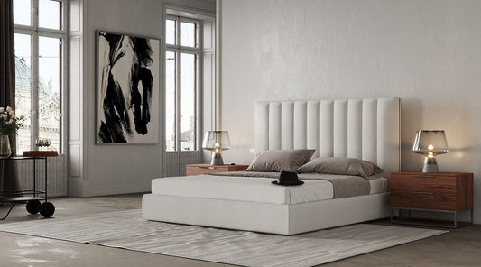 Modrest Valhalla Contemporary White Fabric Bed β Elegant Minimalist Bedroom Design
