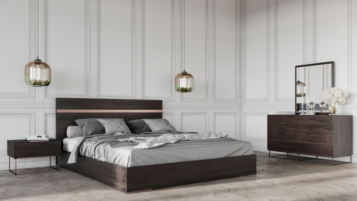 Nova Domus Benzon Italian Modern Dark Rovere Nightstand - Sleek & Stylish Bedside Storage