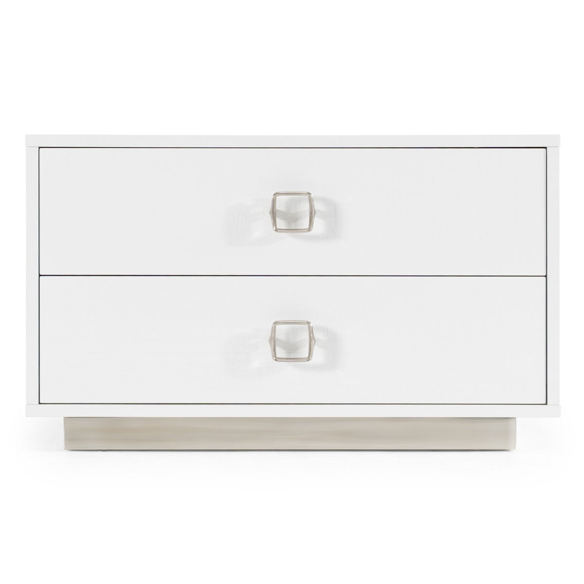 Victoria White Crocodile Two Drawer Nightstand