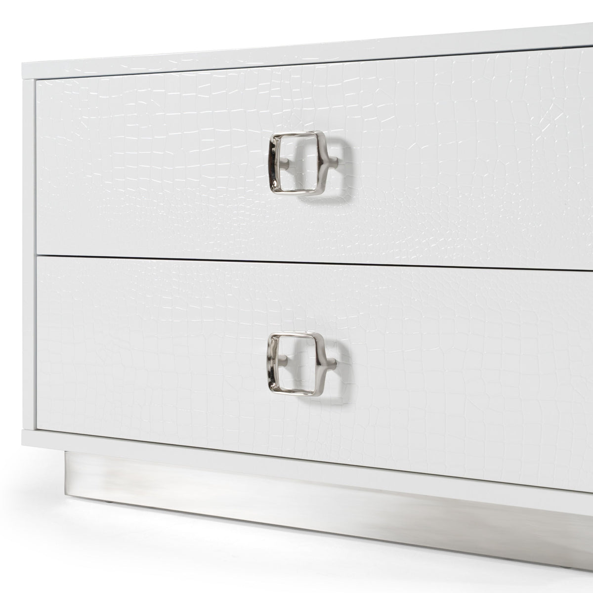 Victoria White Crocodile Two Drawer Nightstand