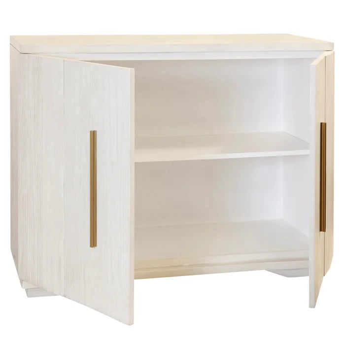Phoebe Two Door Concave Cabinet Wire Brushed New Zealand Pine White Washed Finish