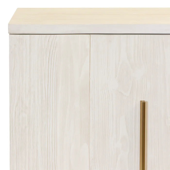 Phoebe Two Door Concave Cabinet Wire Brushed New Zealand Pine White Washed Finish